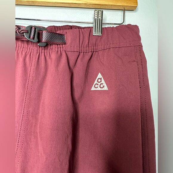 Nike ACG Men's Sz Small Burgundy Cuffed Trail hiking Pants Trousers Belt NWT - Picture 3 of 9
